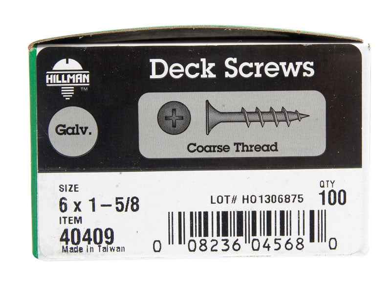 HILLMAN No. 6 Ga. X 1-5/8 in. L Gray Phillips Bugle Head Deck Screws 100 pk
