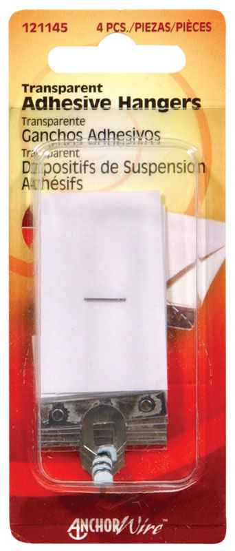 Hillman AnchorWire Transparent Adhesive Hangers 1-1/2 lb. 4 pk (Pack of 10)