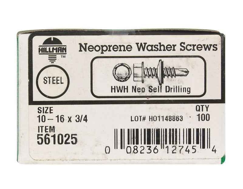 HILLMAN No. 10 Ga. X 3/4 in. L Hex Hex Washer Head Self-Drilling Screws 1 pk