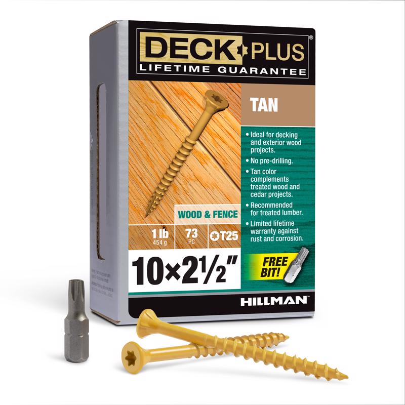 Deck Plus No. 10  x 2-1/2 in. L Star Flat Head Exterior Deck Screws 1 lb.