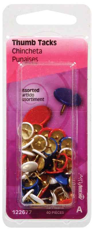 Hillman Assorted Push Pins 40 pk (Pack of 6)