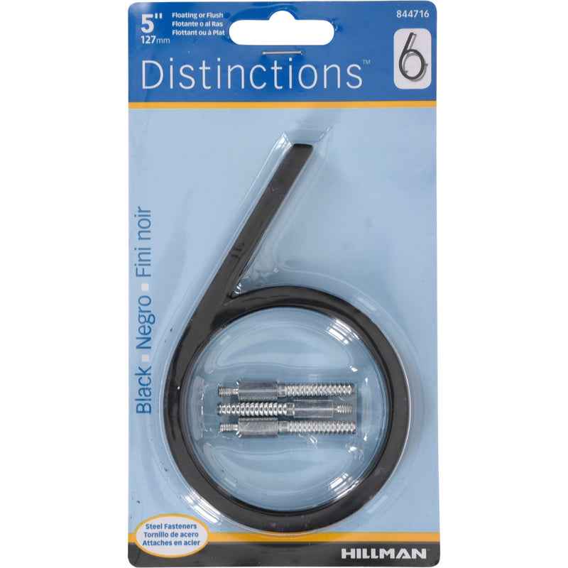 Hillman Distinctions 5 in. Black Metal Screw-On Number 6 1 pc (Pack of 3)