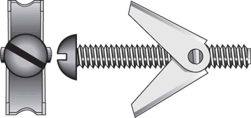 Hillman 1/4 in. Dia. x 3 in. L Round Steel Toggle Bolt 2 pk (Pack of 10)