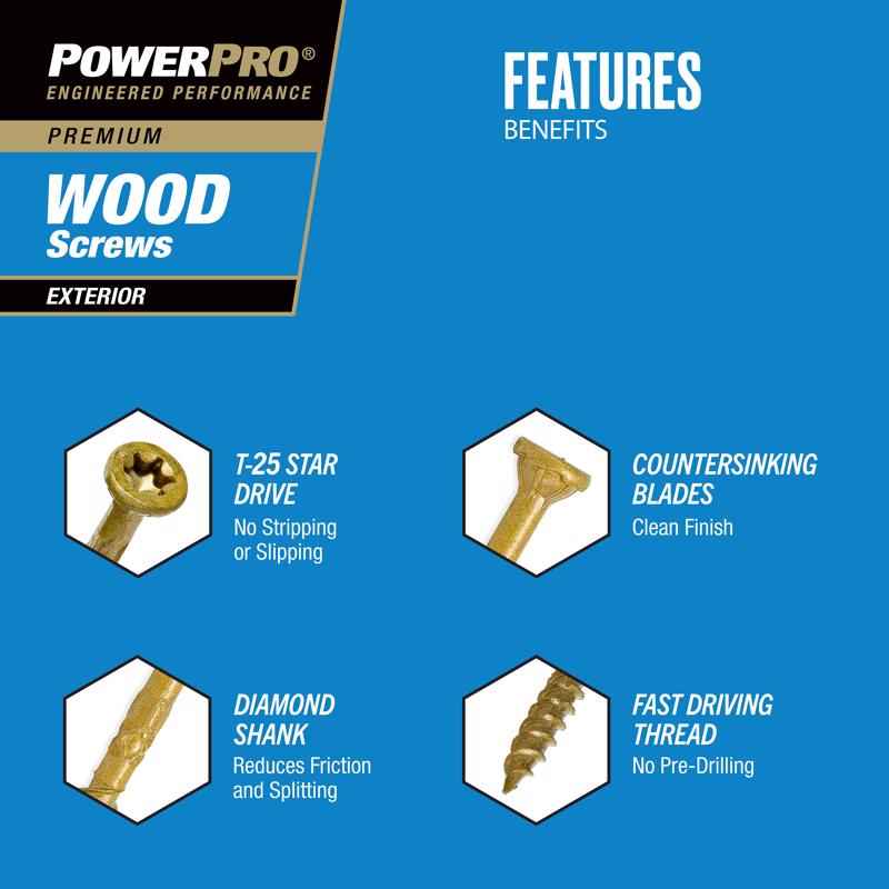 Hillman Power Pro Star Flat Head Ceramic Coated Steel Premium Deck Screws No. 10 x 3-1/2 L in.
