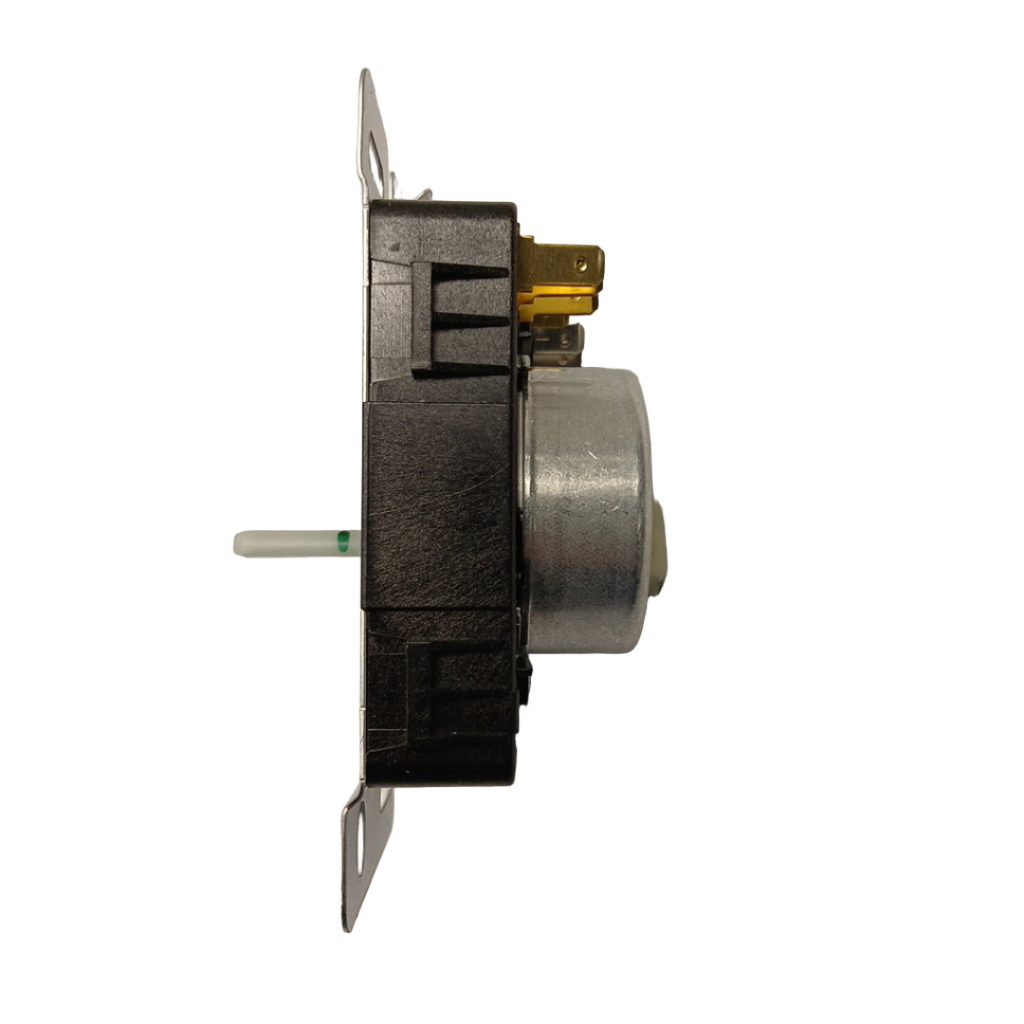 Side view of XPart Supply appliance timer switch with black housing and metal mounting brackets