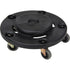 Waste Container Dolly, Polypropylene, Black, Fits: 24" Dia.