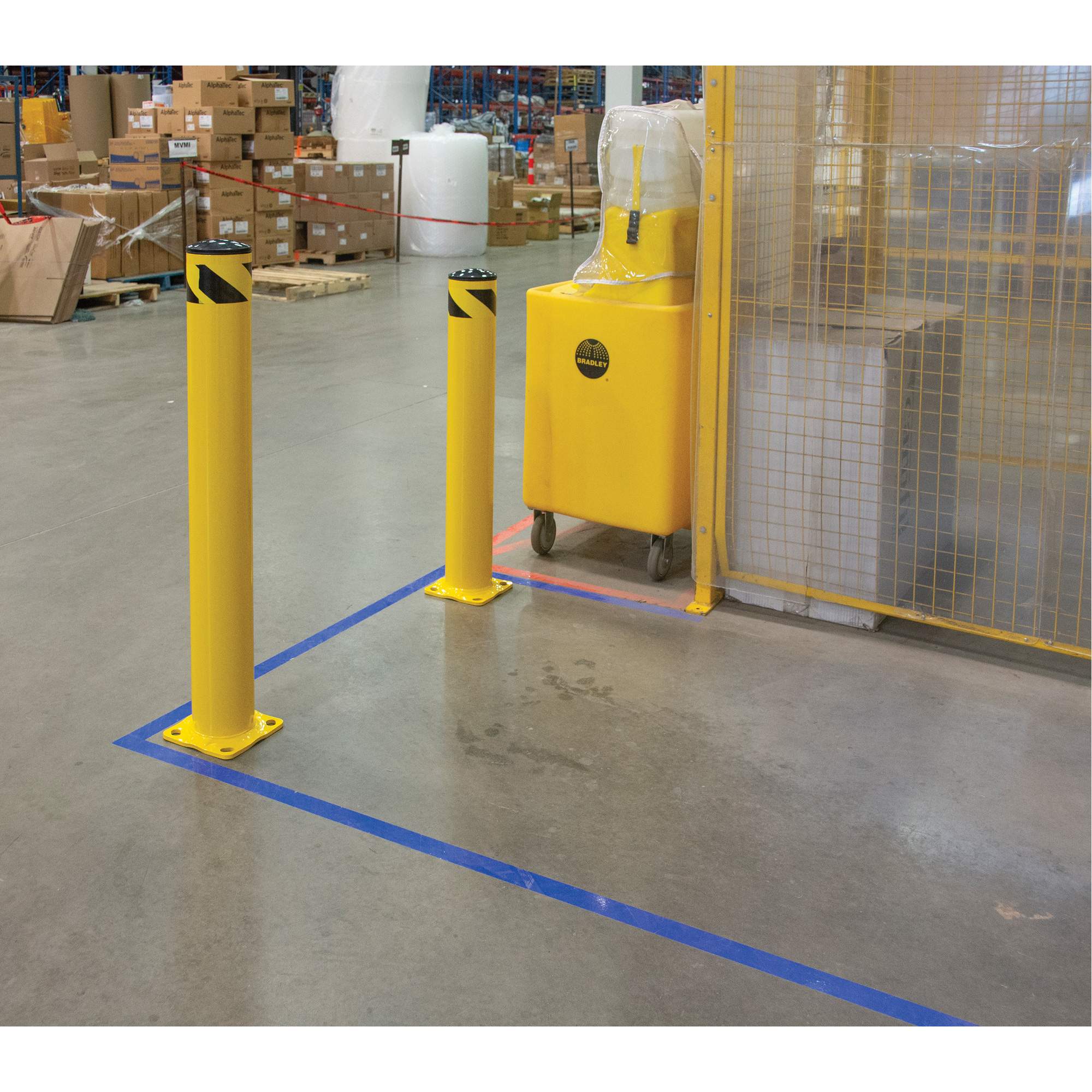 Safety Bollard, Steel, 42" H x 5-1/2" W, Yellow