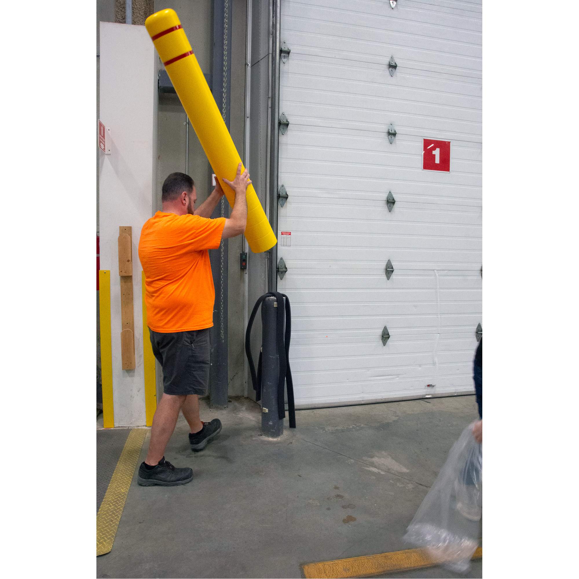 Polyethylene Bollard Cover, 6-5/8" Dia. x 60" L, Red/Yellow