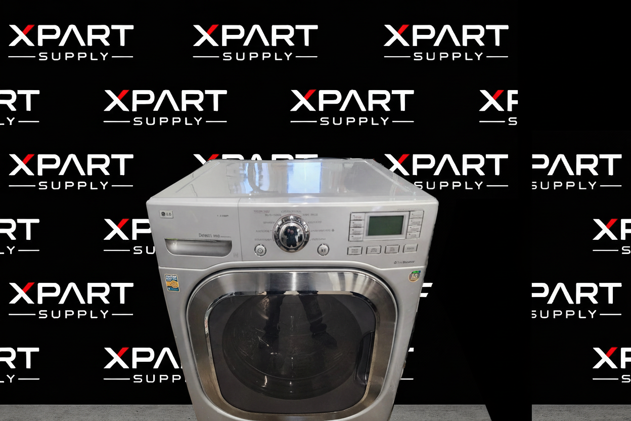 LG washer/dryer combo with XPart Supply branded background