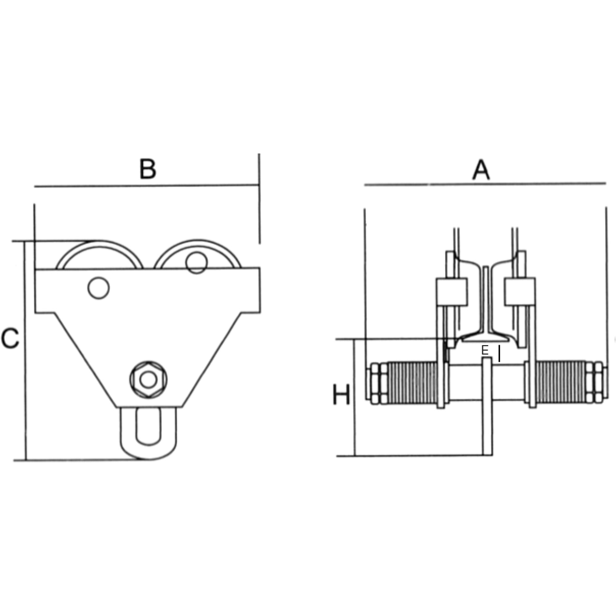 Adjustable Trolley with Safety Plates, 6000 lbs. (3 tons)
