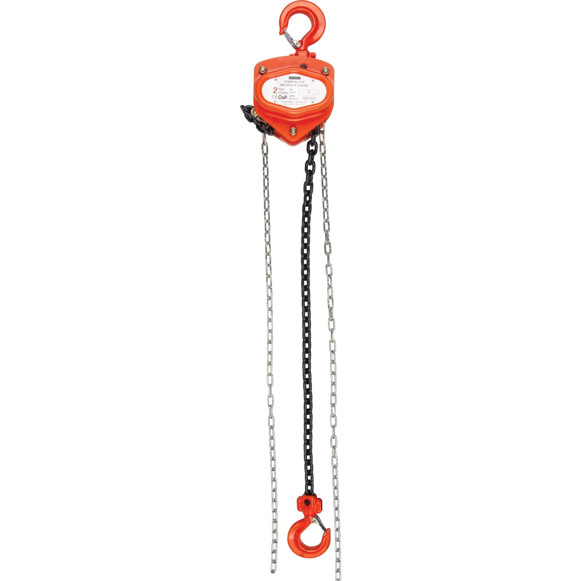 Chain Hoist, 10' Lift, 3000 lbs. (1.5 tons) Capacity, Alloy Steel Chain