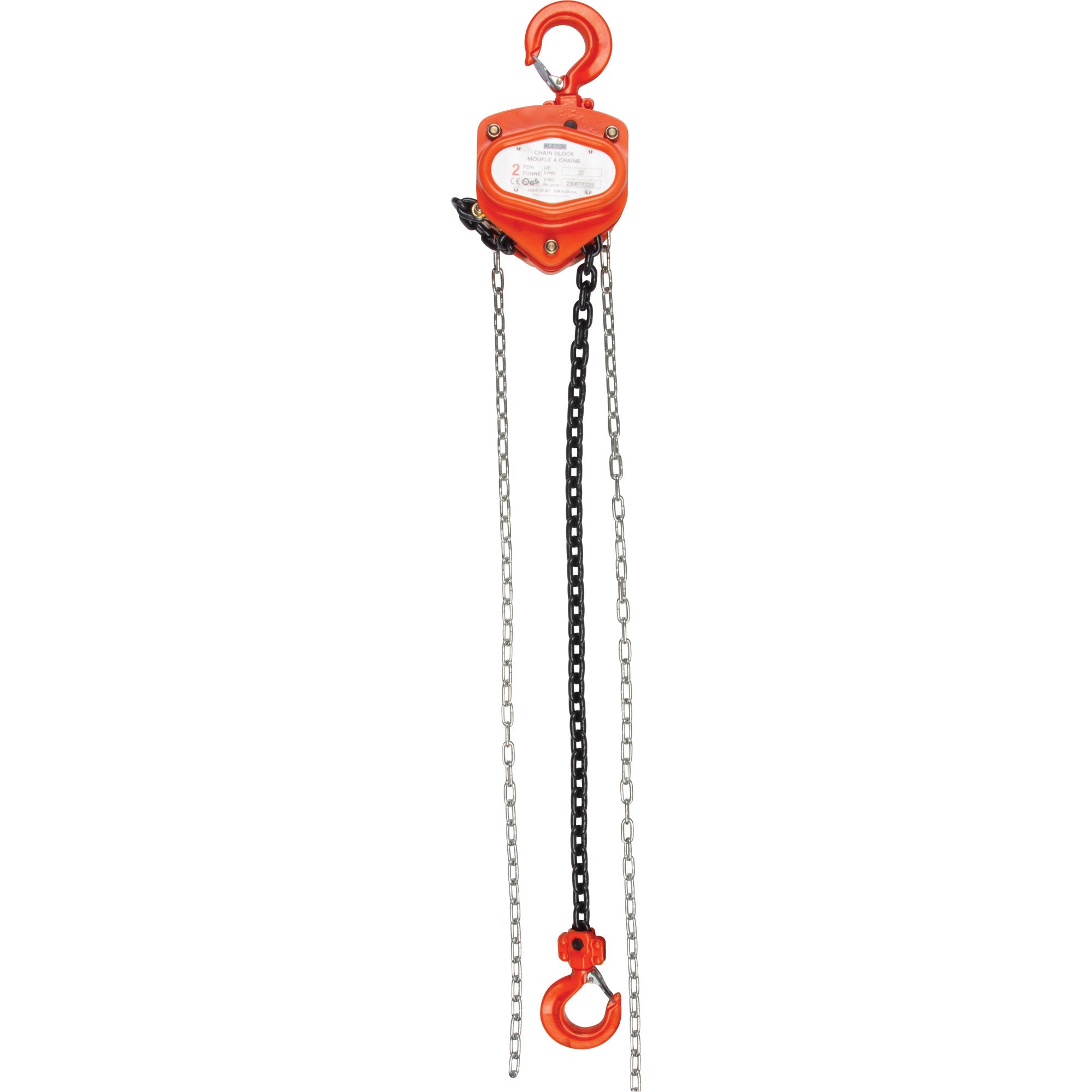 Chain Hoist, 20' Lift, 2000 lbs. (1 tons) Capacity, Alloy Steel Chain