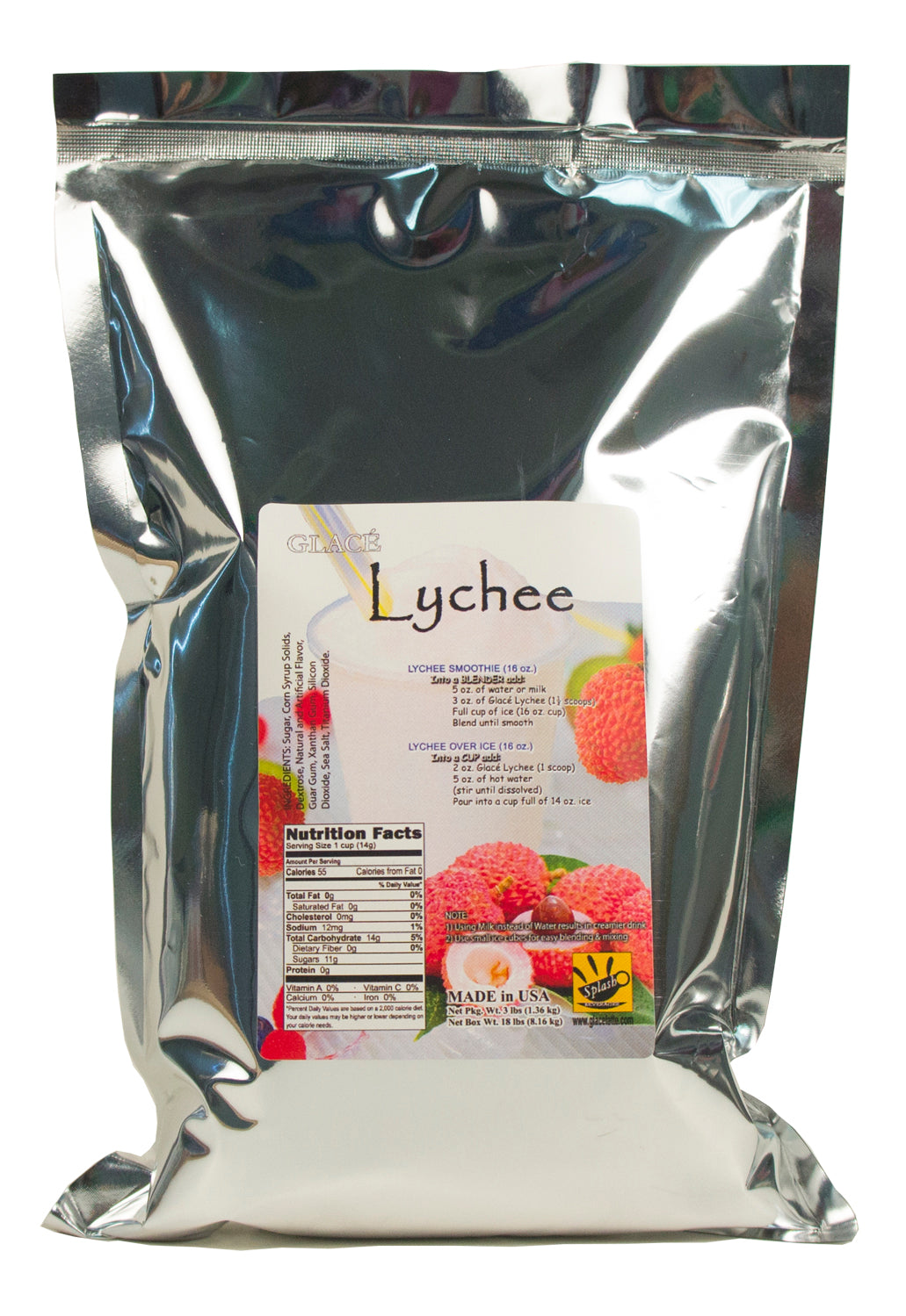 Lychee 4 in 1 Mix for Bubble Tea, Smoothies, Lattes and Frappes, 3 lbs. Bag (Case 6 x 3 lbs. Bags)  - Ships Free Within Canada on Orders Above CAD $199