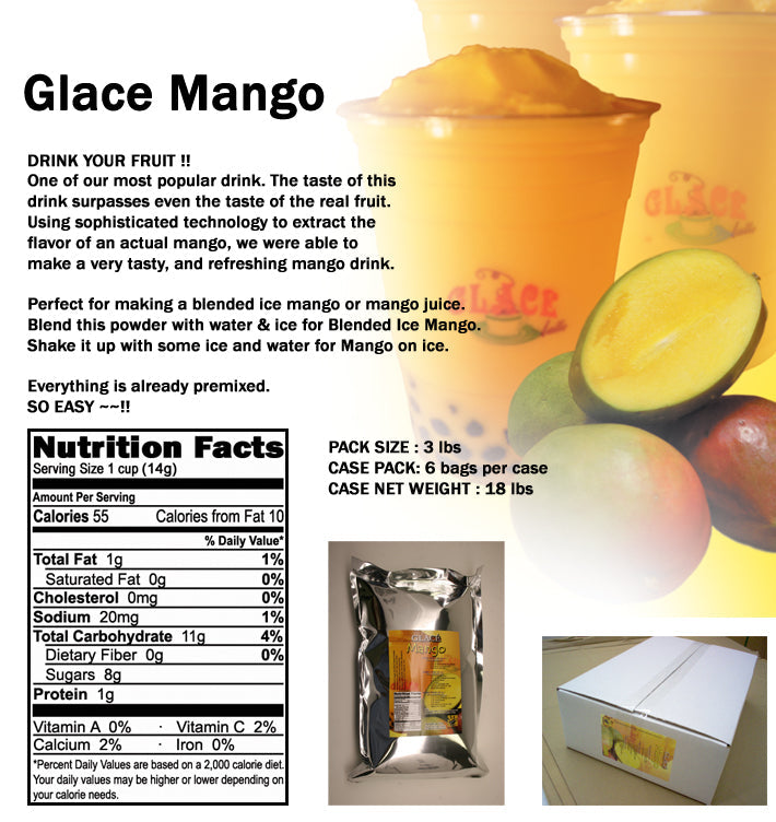 Mango 4 in 1 Mix for Bubble Tea, Smoothies, Lattes and Frappes, 3 lbs. Bag (Case 6 x 3 lbs. Bags)  - Ships Free Within Canada on Orders Above CAD $199
