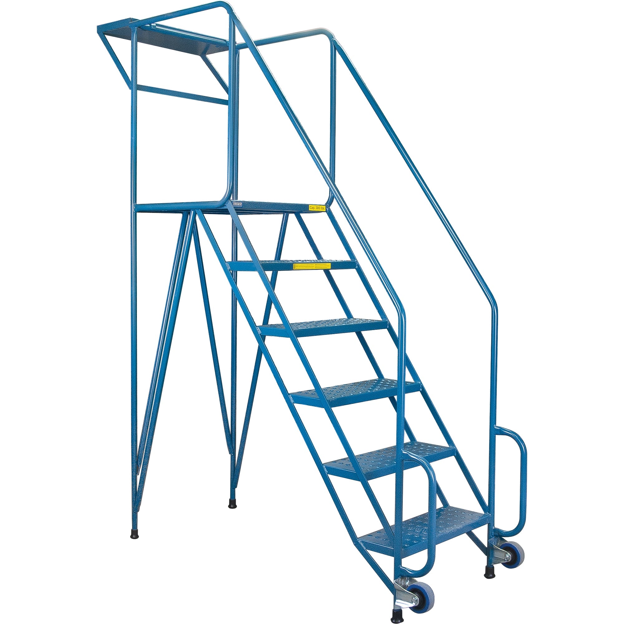Mechanics/Maintenance Rolling Ladder, Steel, 6 Steps, 57" Platform Height