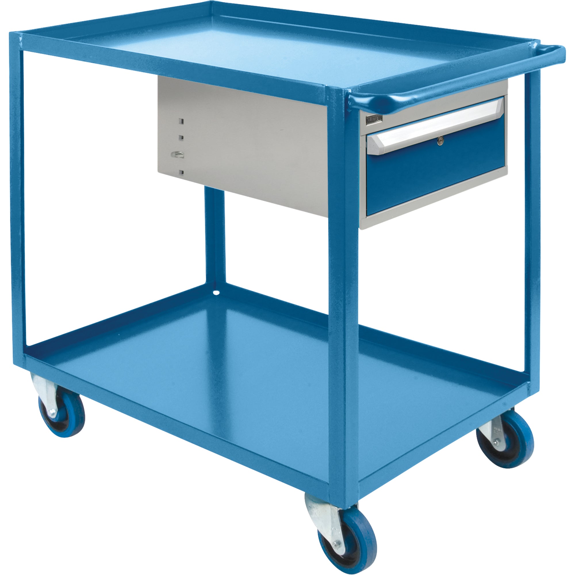 Heavy Duty Shelf Cart with Drawer, 1200 lbs. Capacity, Steel, 24" x W, 36" x H, 48" D, Rubber Wheels, All-Welded, 1 Drawers