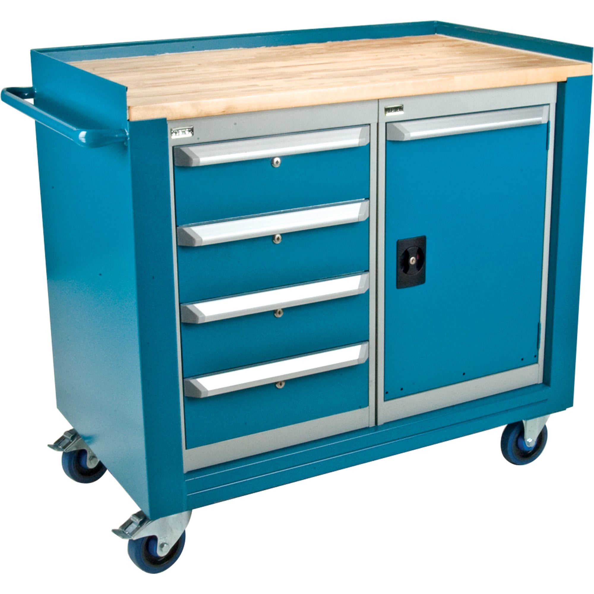 Industrial Duty Mobile Service Workbenches, Wood Surface