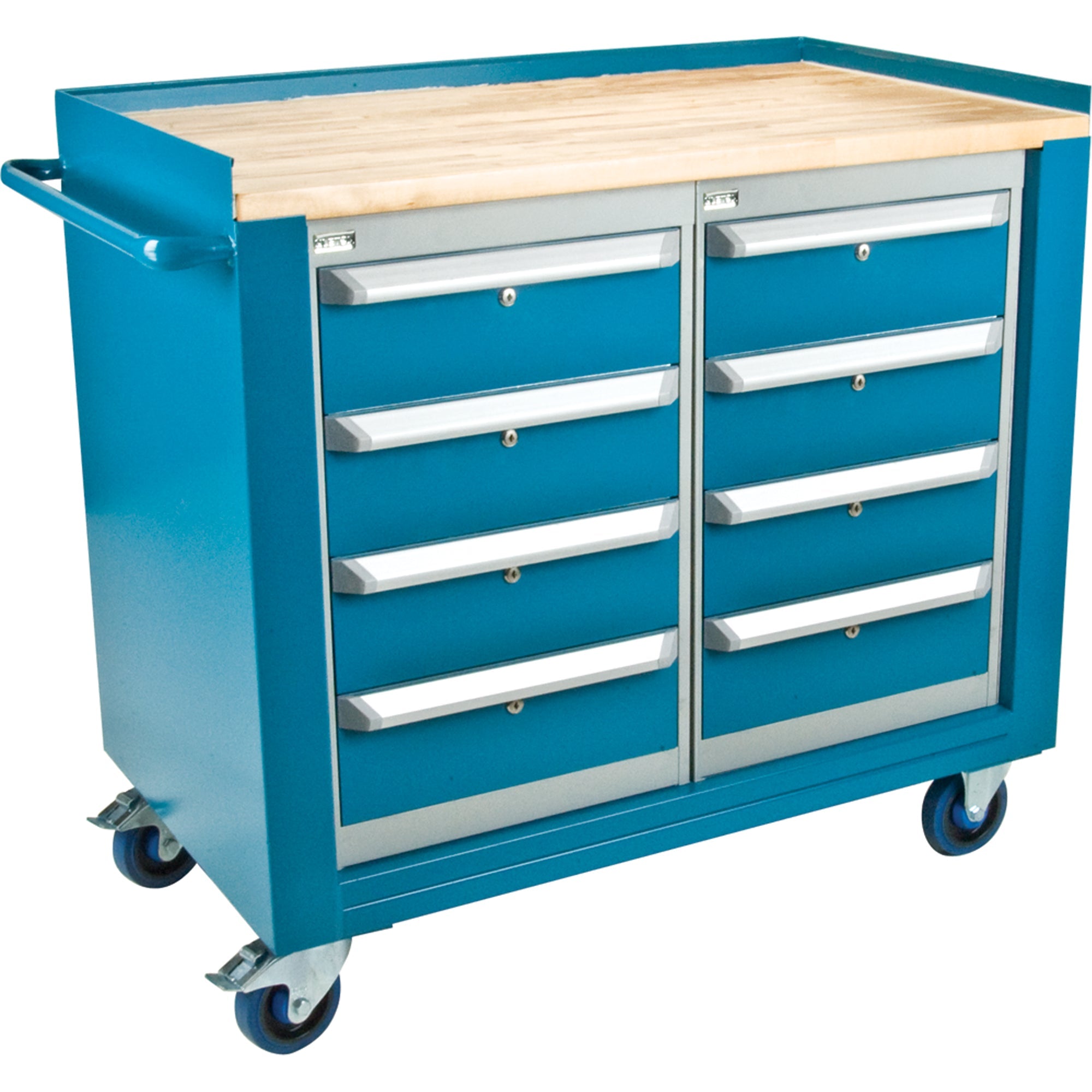 Industrial Duty Mobile Service Workbenches, Wood Surface