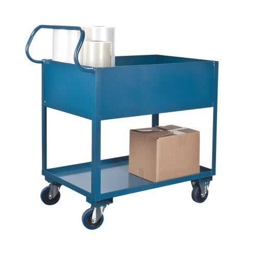 Deep Lipped Service Cart, 2 Tiers, 24" W x 47" H x 36" D, 1200 lbs. Capacity