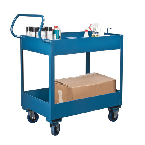 Deep Lipped Service Cart, 2 Tiers, 24" W x 47" H x 36" D, 1200 lbs. Capacity