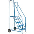 Trailer Access Rolling Ladder with Rails, 6 Steps, 22" Step Width, 55" Platform Height, Steel