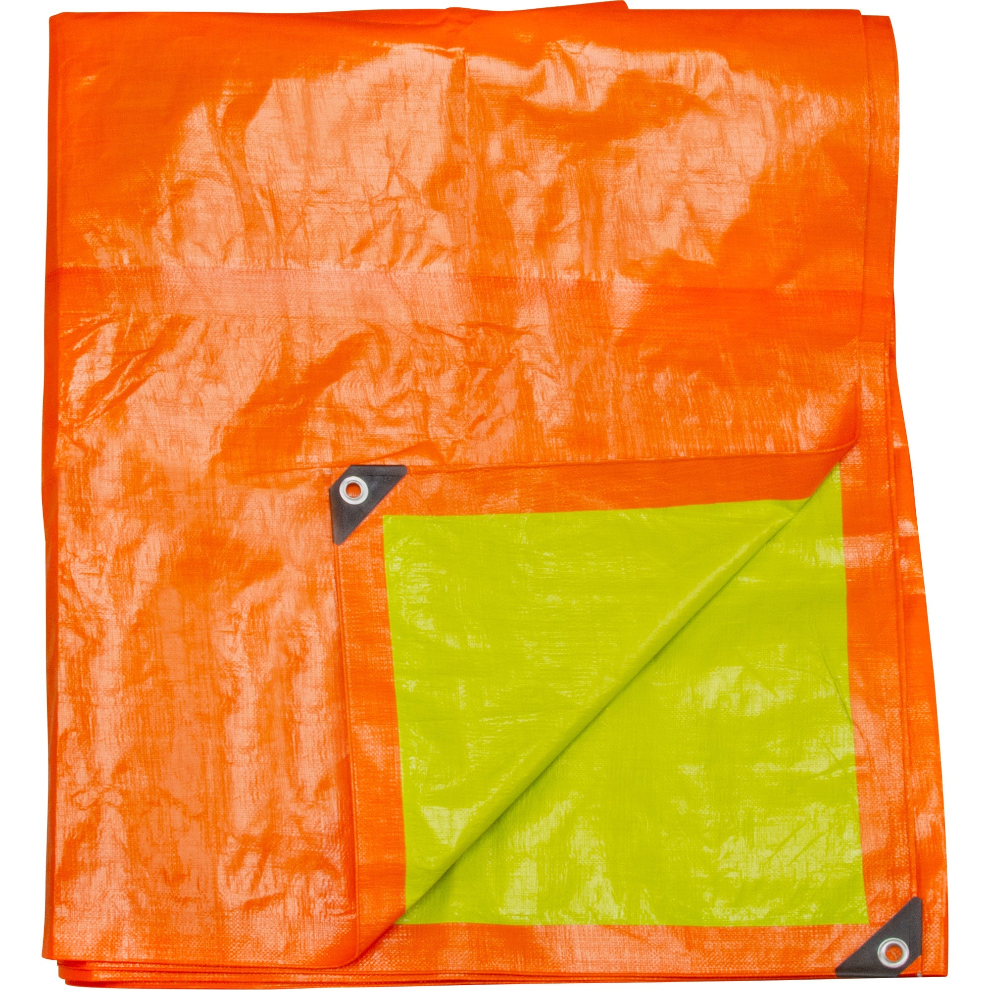 High-Visibility Heavy-Duty Woven Tarp, Green/Orange, 20' x 30' x 12 mils