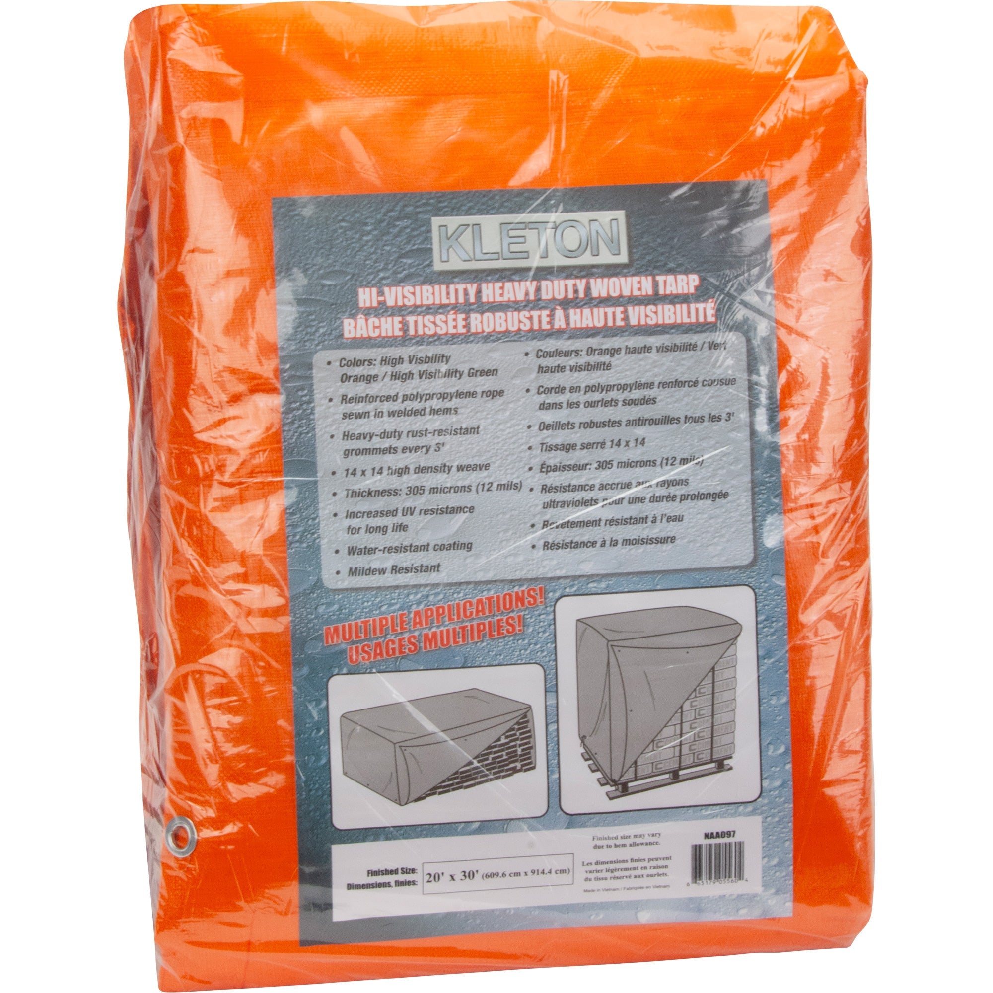 High-Visibility Heavy-Duty Woven Tarp, Green/Orange, 20' x 30' x 12 mils