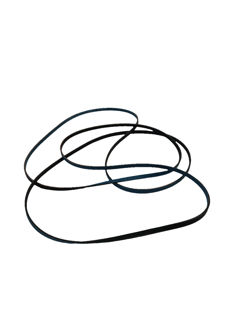 XPart Supply 134503600 dryer belt replacement black rubber dryer drum belt coiled on black background