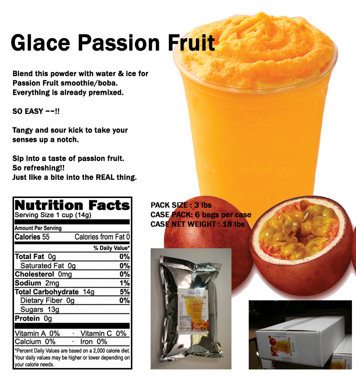 Passion Fruit 4 in 1 Mix for Bubble Tea, Smoothies, Lattes and Frappes, 3 lbs. Bag (Case 6 x 3 lbs. Bags)  - Ships Free Within Canada on Orders Above CAD $199
