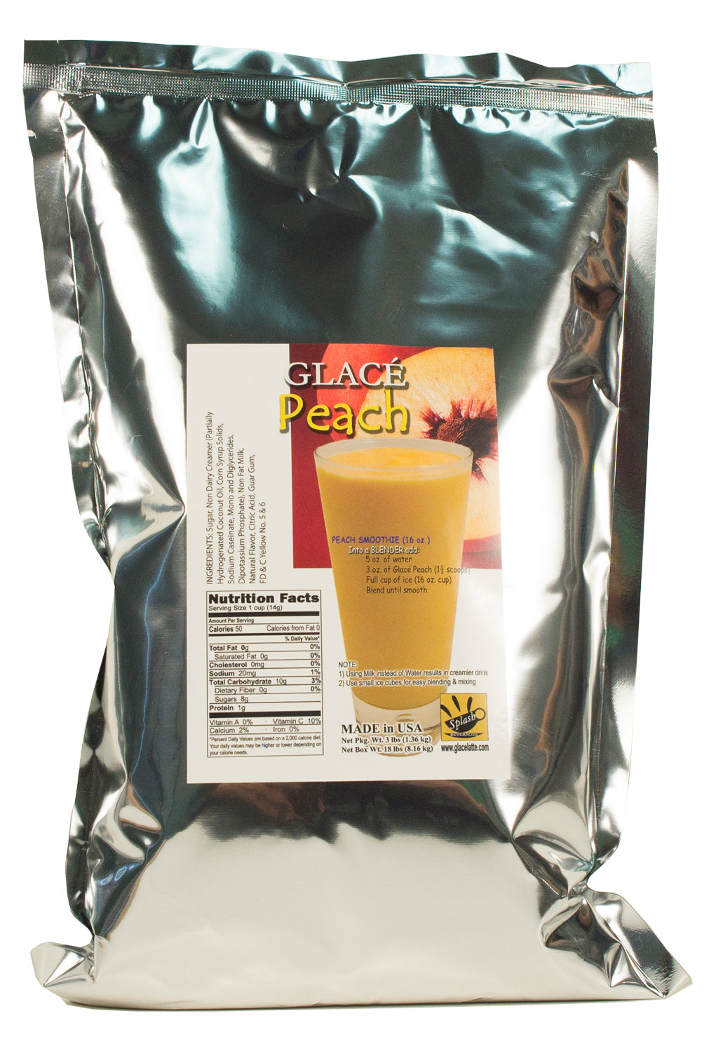 Peach 4 in 1 Mix for Bubble Tea, Smoothies, Lattes and Frappes, 3 lbs. Bag (Case 6 x 3 lbs. Bags)  - Ships Free Within Canada on Orders Above CAD $199
