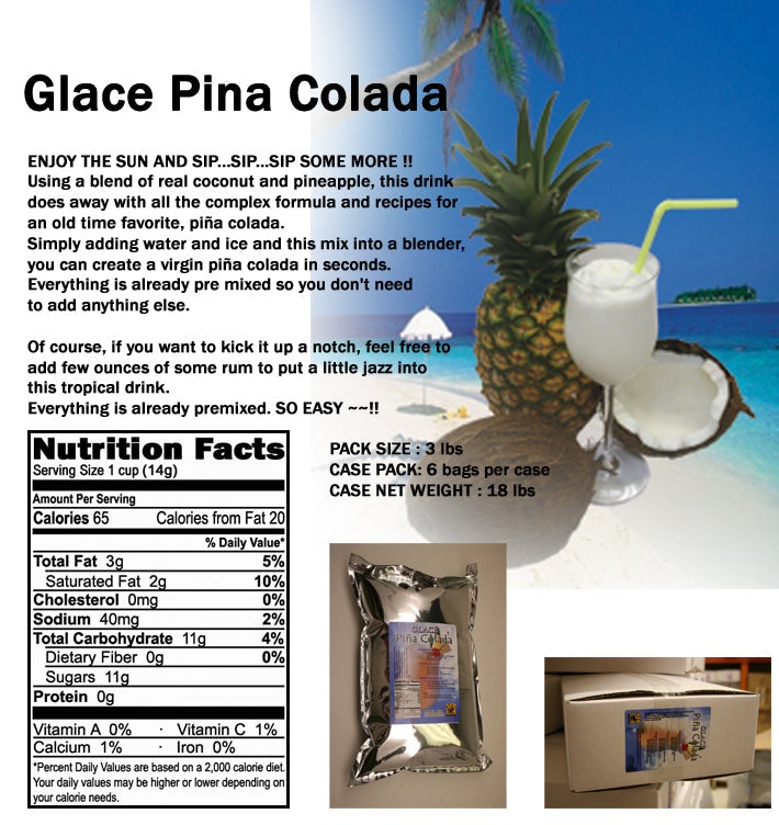Pina Colada 4 in 1 Mix for Bubble Tea, Smoothies, Lattes and Frappes, 3 lbs. Bag (Case 6 x 3 lbs. Bags)  - Ships Free Within Canada on Orders Above CAD $199