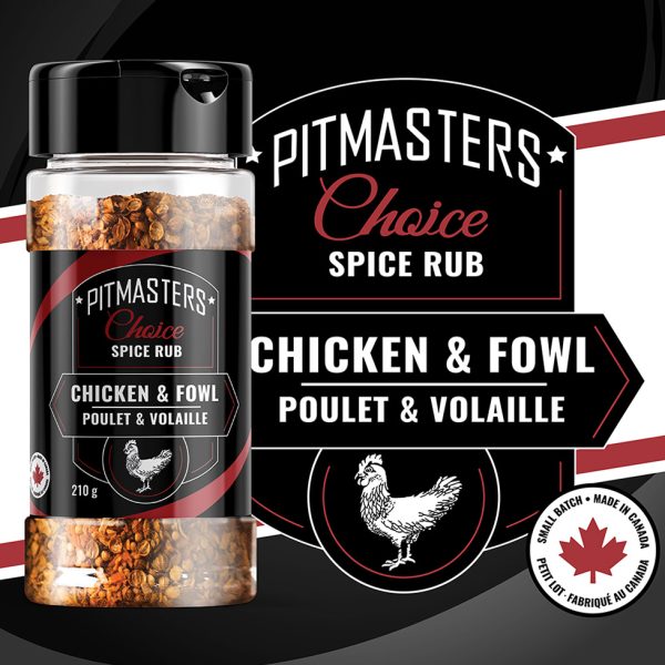 Pitmasters Choice Chicken and Poultry Spice Rub bottle with black and red label for seasoning chicken and fowl