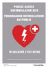 Public Access Defibrillator Site Sign, AED Location Sign, Plastic, Bilingual, 14"x10"