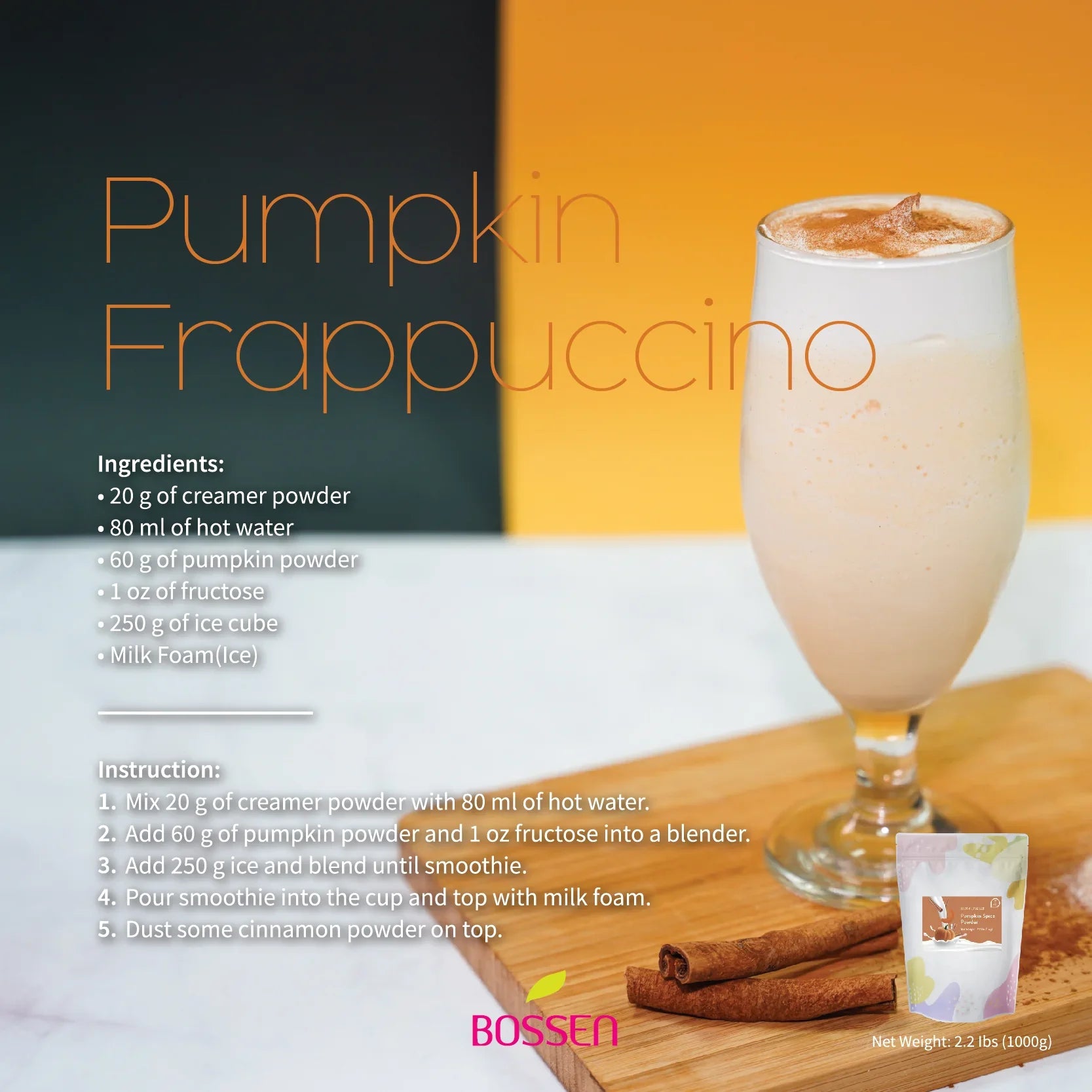 Pumpkin Spice Beverage Mix |  All in One | NEW | 2.2 Lbs. Bag - Bossen Canada