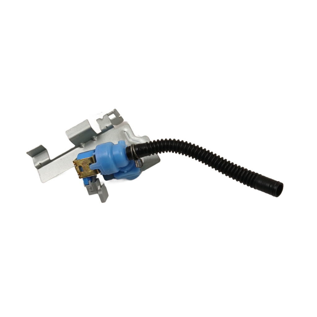 W11434044 dishwasher water inlet valve replacement assembly with blue solenoid mounting bracket and corrugated hose
