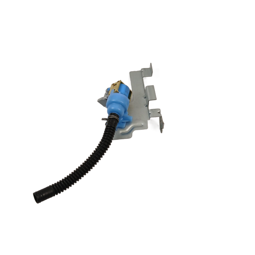 XPart Supply W11434044 dishwasher water inlet valve assembly with blue valve bracket and corrugated inlet hose