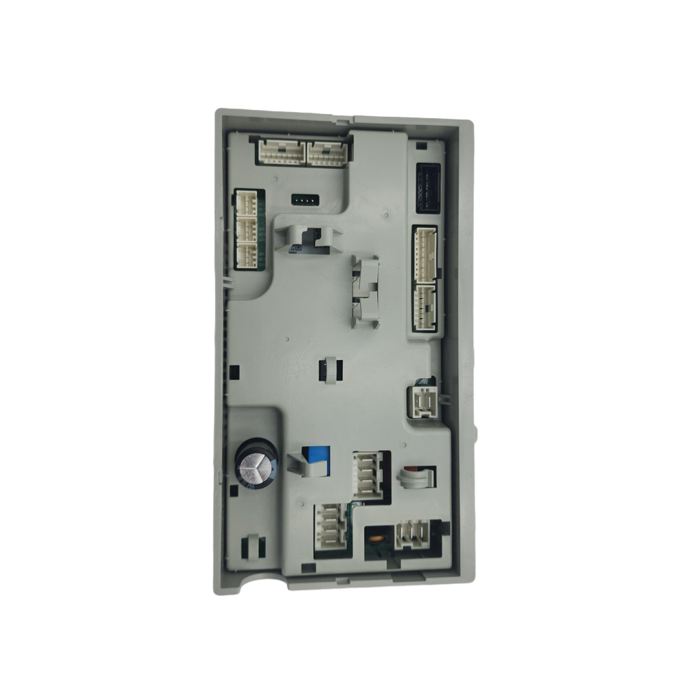 WG04F11465 washer power board assembly front view control module with connectors and capacitor