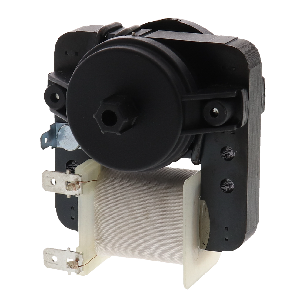 WPW10189703 refrigerator evaporator fan motor replacement part showing black housing coil terminals