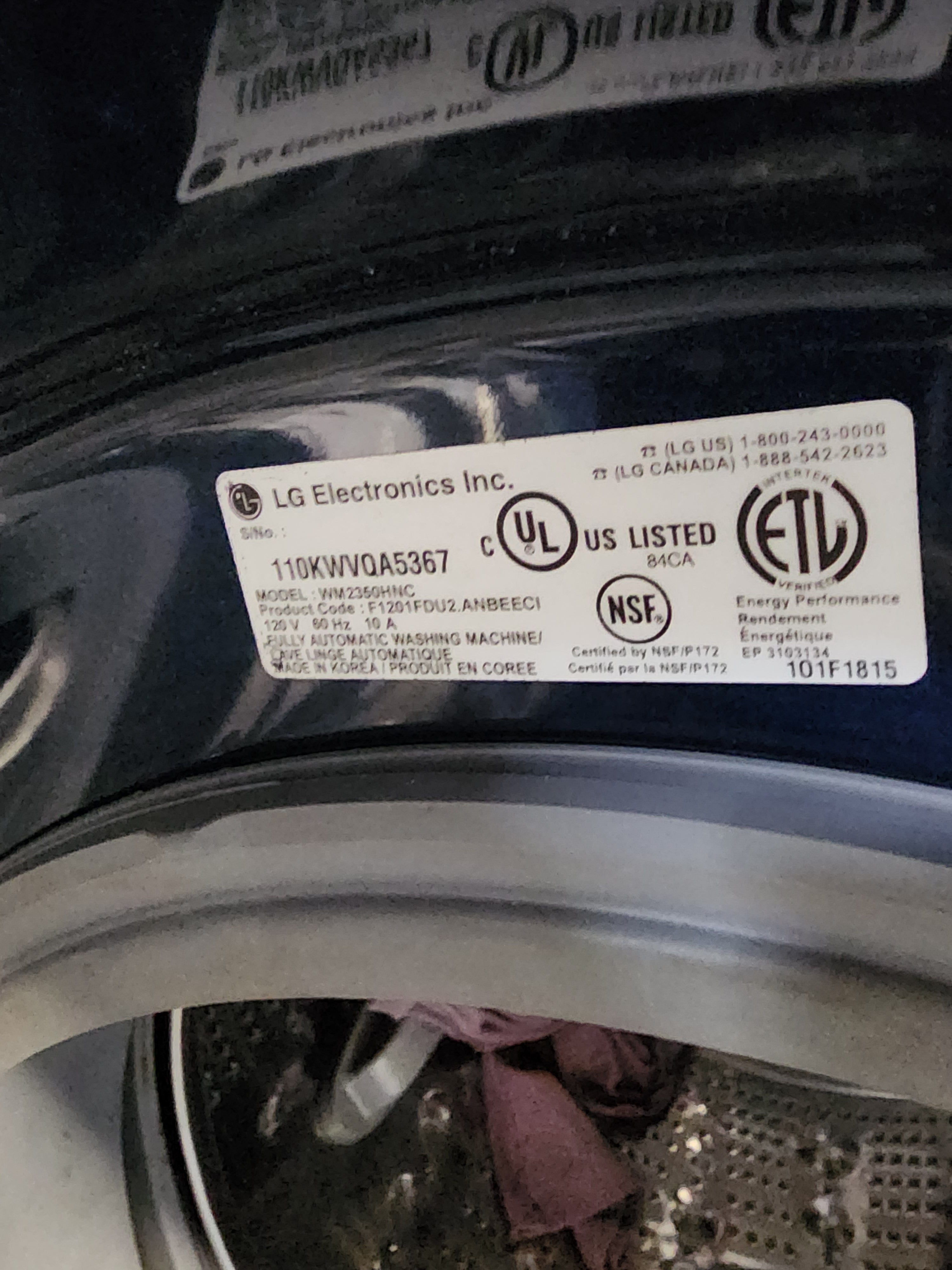 LG WM2350HNC Front Load Washer — As-Is