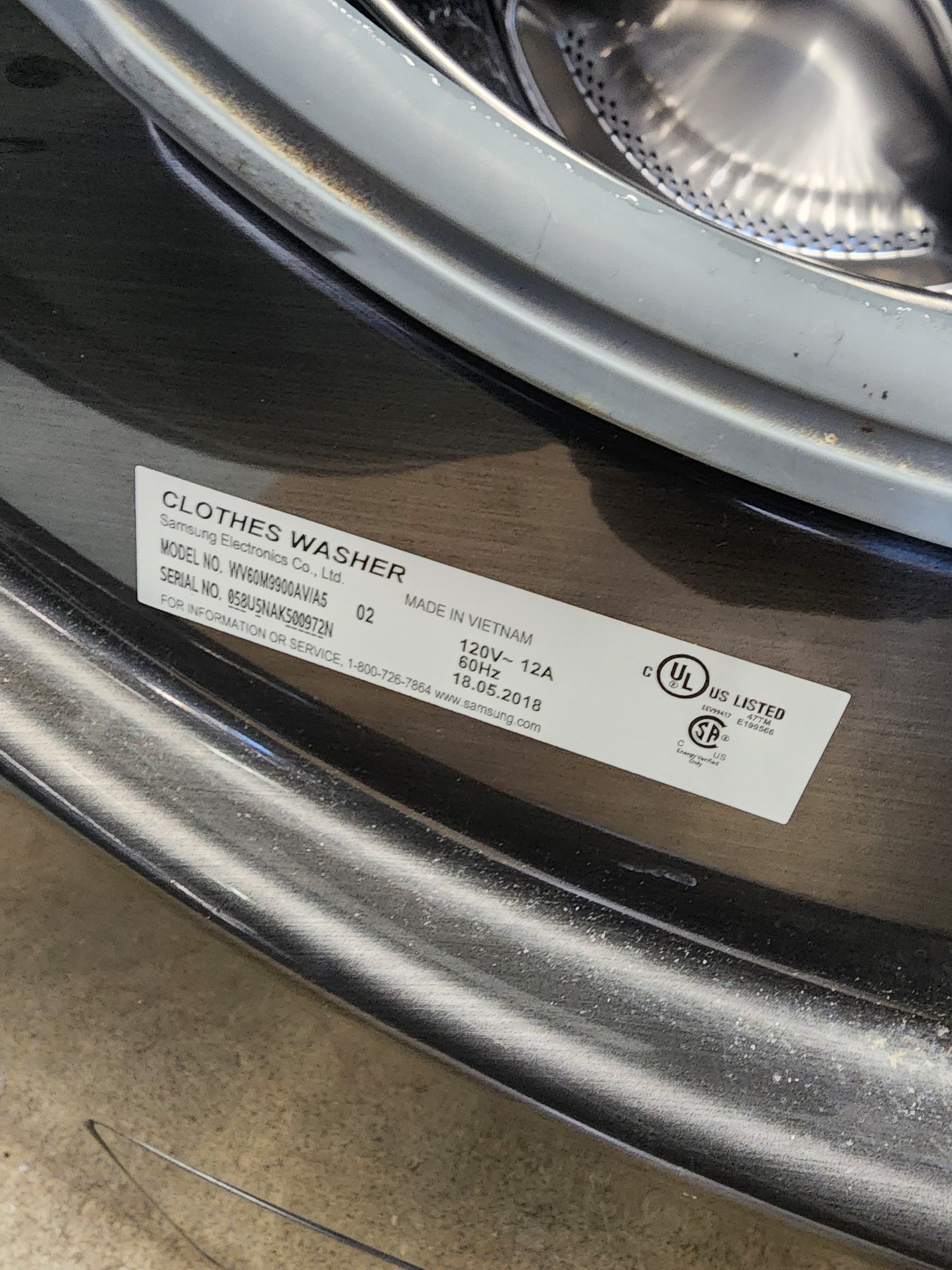 Samsung FlexWash Front Load Washer WV60M9900AV/A5 - 6.9 Cu. Ft. Capacity with FlexWash™ Top Load