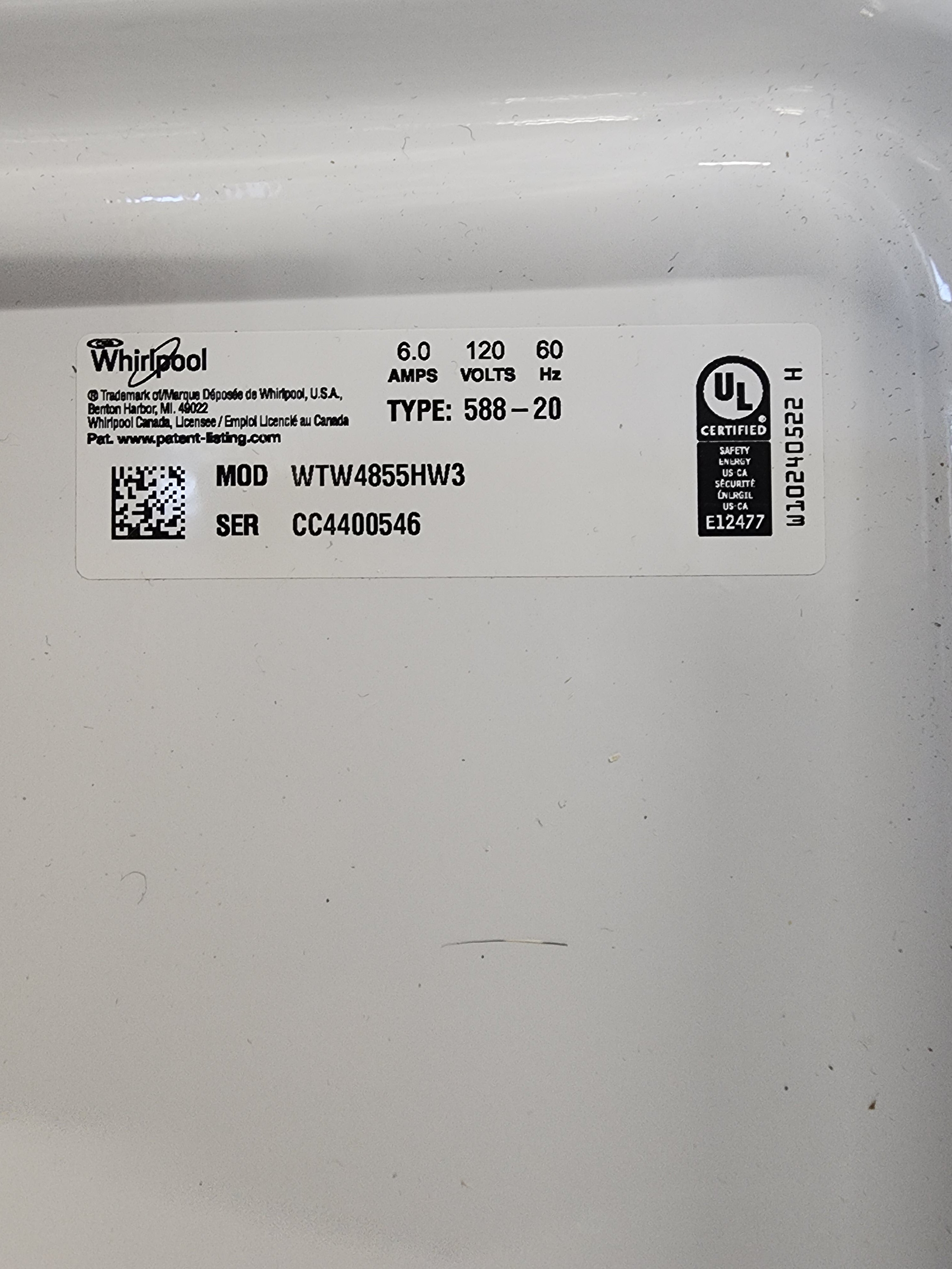 Whirlpool Top Load Washer WTW4855HW3 – Certified Pre-Owned