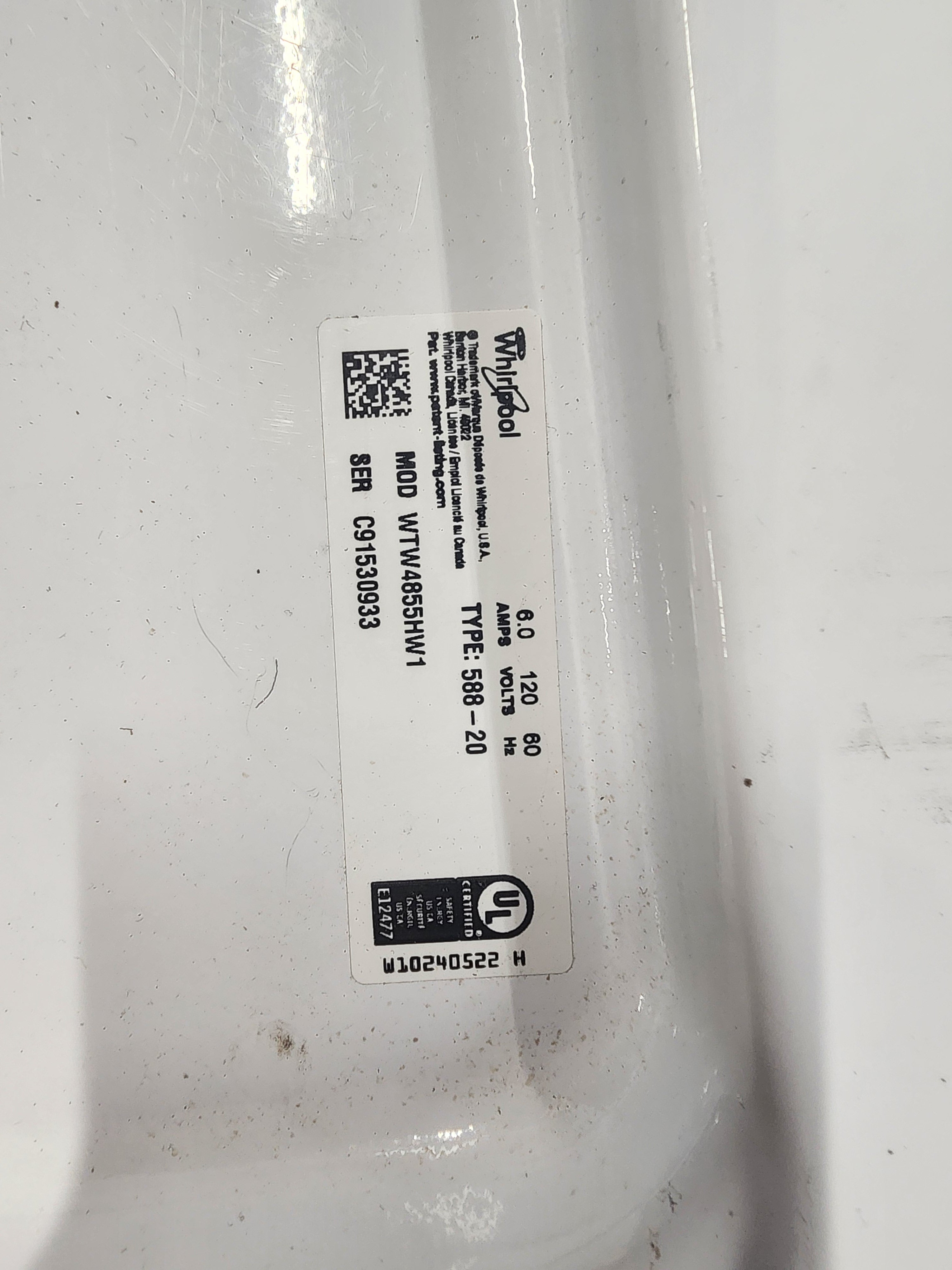 #0139 Whirlpool Washer WTW4855HW1