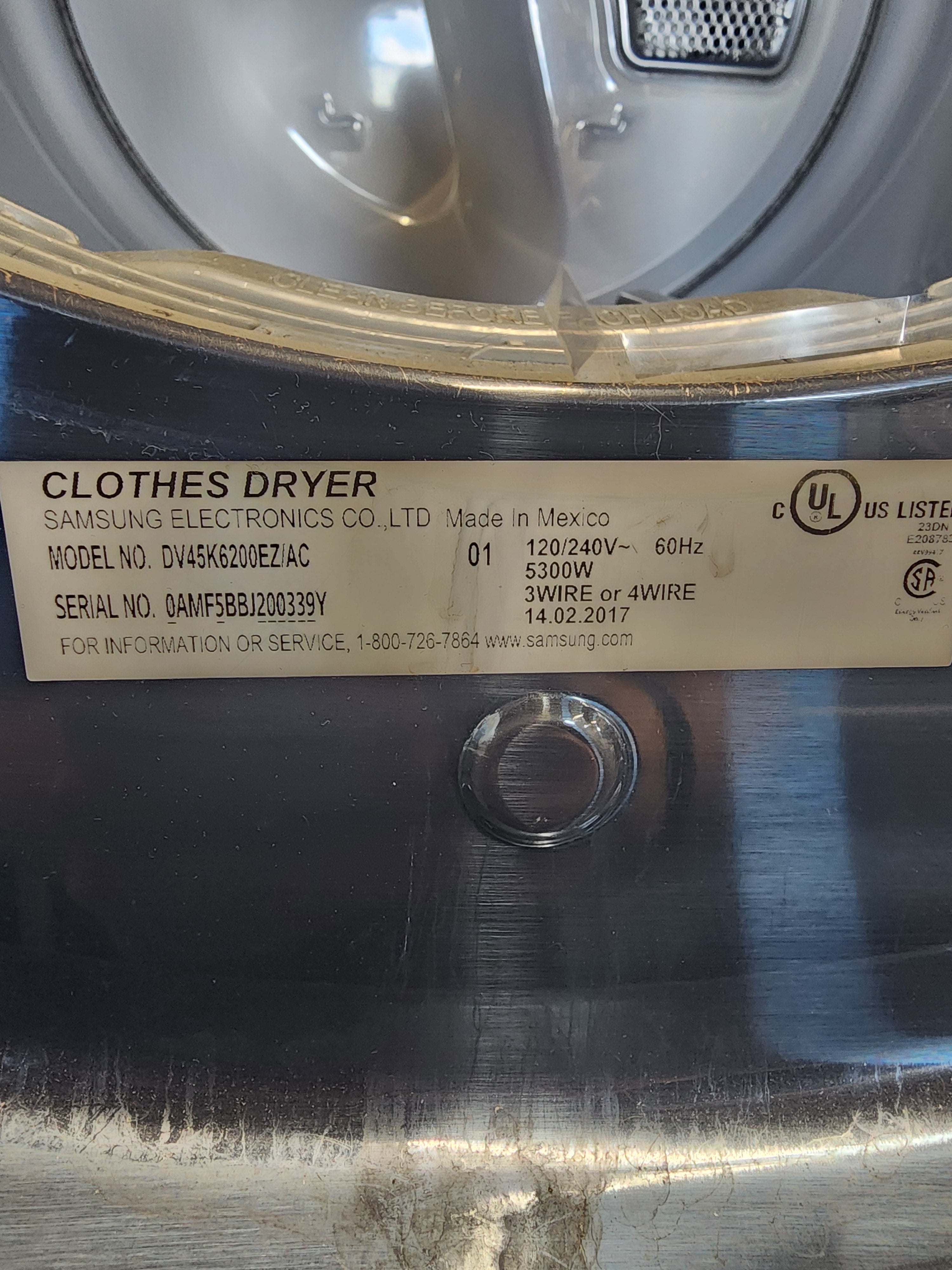 #0148 Samsung Dryer DV45K6200EZ/AC