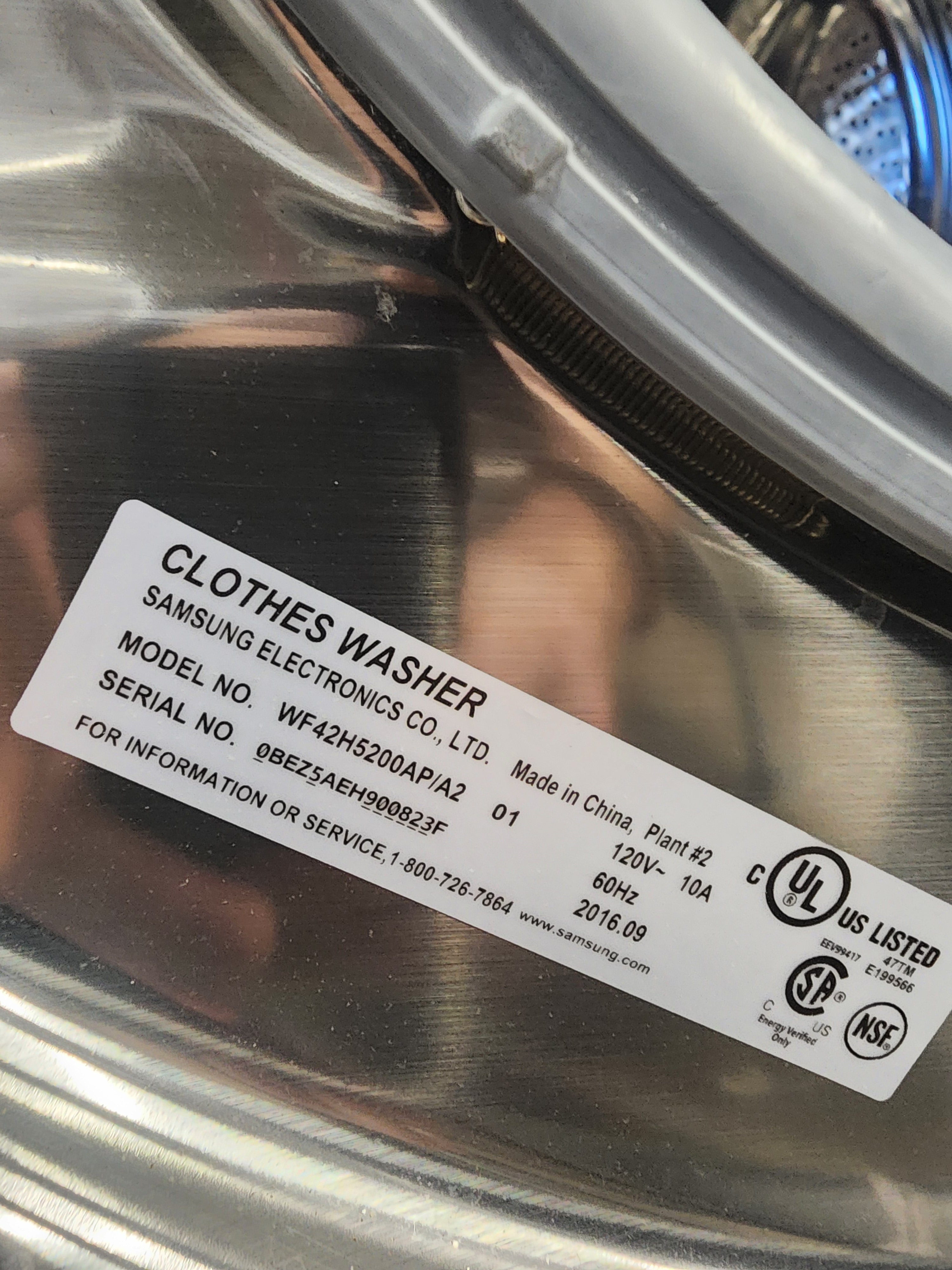 #0149 Samsung Front Load Washer WF42H5200AP/A2 01