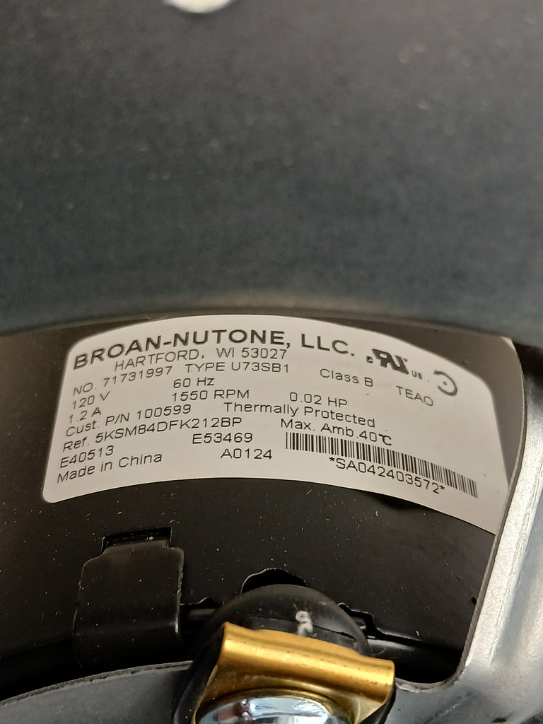 S97017705 Broan Nutone Exhaust Fan Motor & Blower Assembly