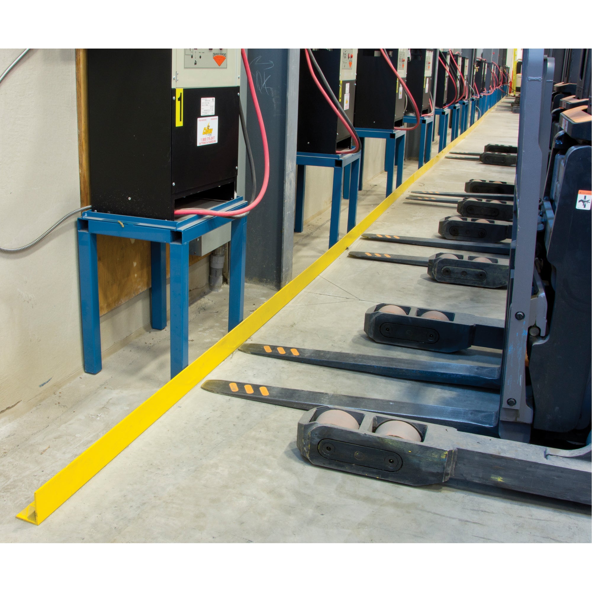 Floor Angle Guard Rails, Steel, 48" L x 5" H, Yellow