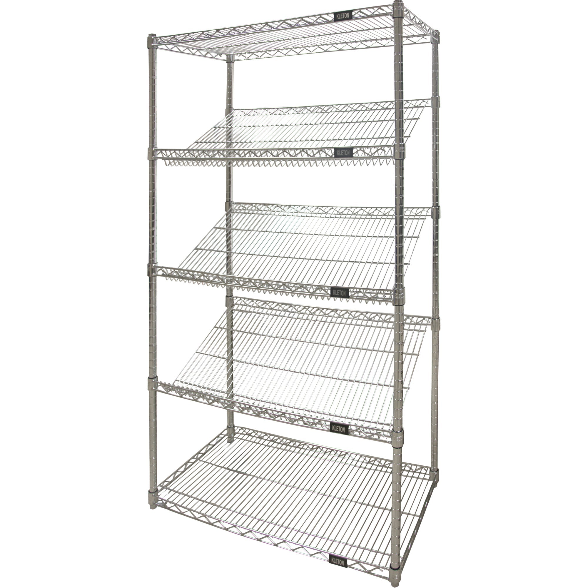 Slanted Wire Shelving Unit, 5 Tiers, 48" W x 63" H x 18" D