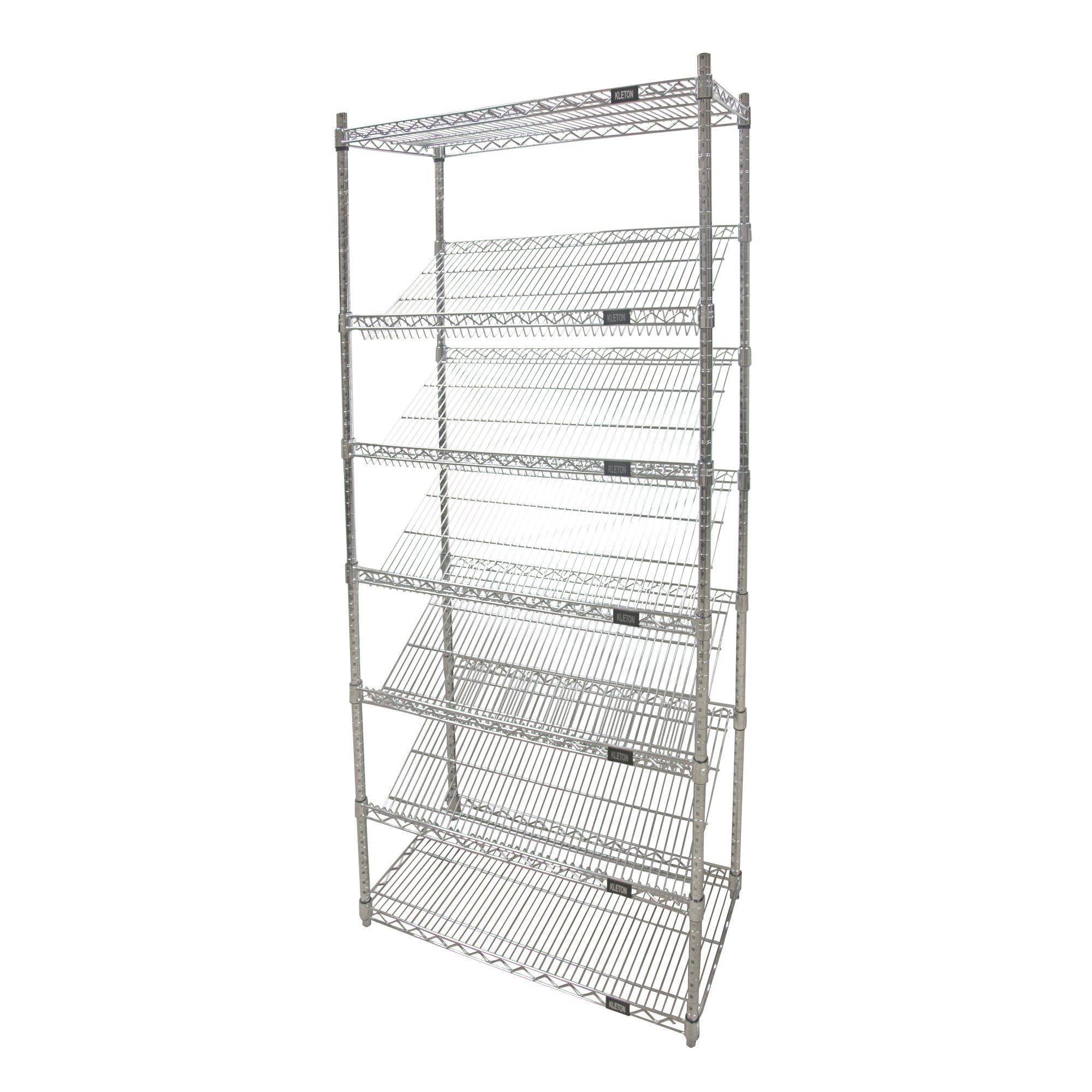 Slanted Wire Shelving Unit, 7 Tiers, 48" W x 74" H x 18" D