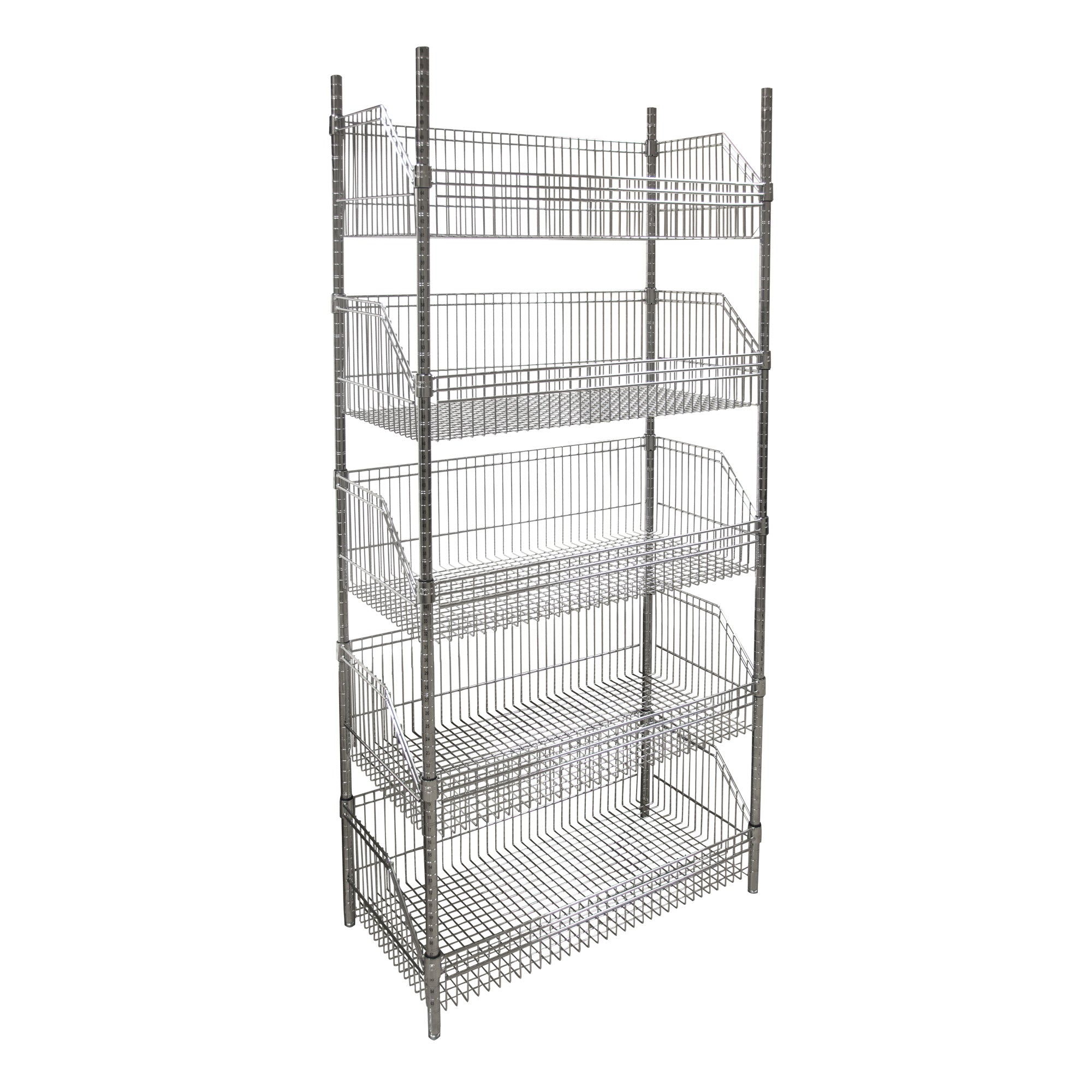 Wire Basket Shelving Unit, 5 Tiers, 48" W x 74" H x 18" D