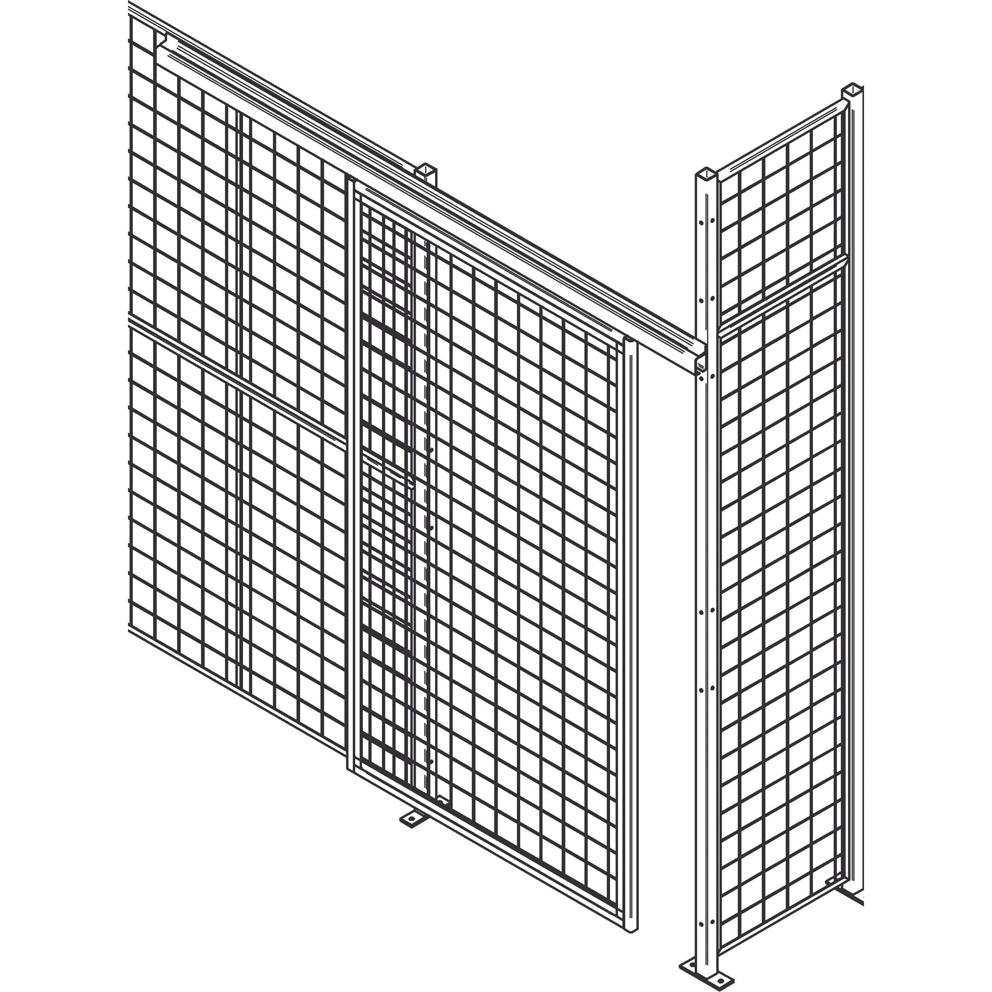 Heavy-Duty Wire Mesh Partition Sliding Door, 4' W x 8' H